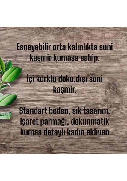 Kadın Kaşmir+Kürklü Standart Beden Eldiven modelleri