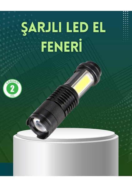 4 Modlu USB Şarjlı LED El Feneri Kamp ve Outdoor