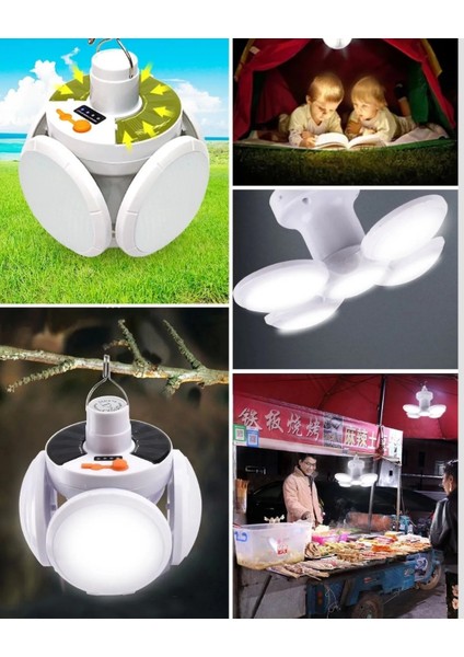 Katlanabilir 5 Kanatlı Solar LED Bahçe ve Kamp Lambası fırsatları