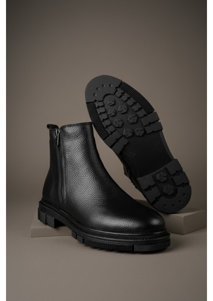 Chelsey Hakiki Deri Çift Fermuarlı Erkek Kışlık Bot