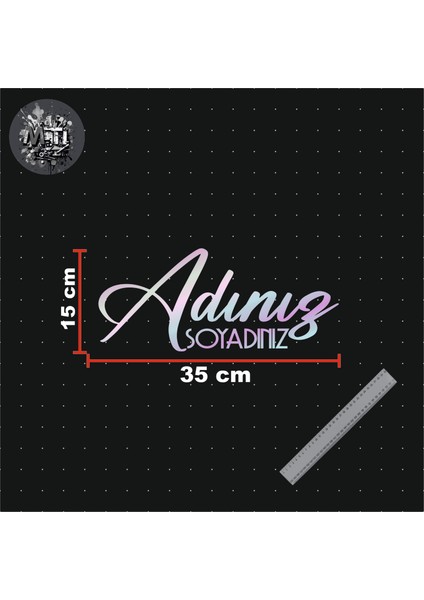 Isim Soyisim 35X15 cm Folyo Ad Soyad ve Isteğe Özel Cam Yazı Modelleri Adınız Soyadınız Hologram fiyatları