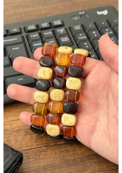 Bonibon Renk Gerçek Kehribar Bileklik