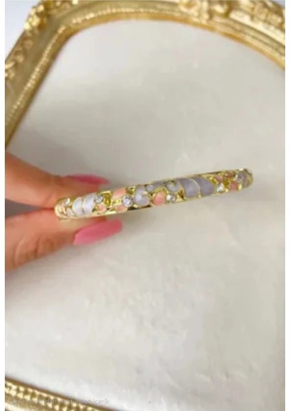 Mineli Lila Renkli Taşlı Kelepçe Bileklik modelleri