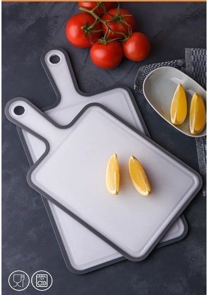 2’li Kaydırmaz Kesme Tahtası Kulplu Kesim Panosu