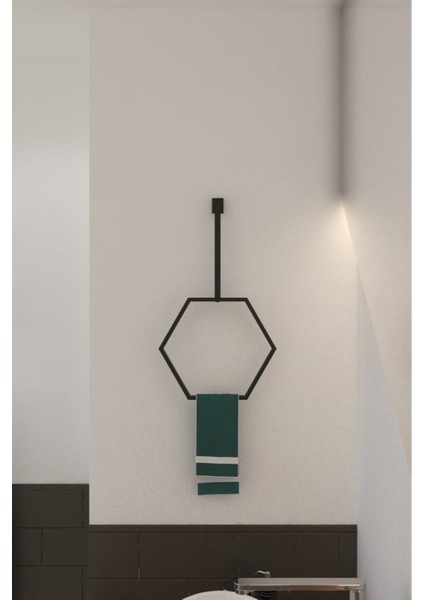 Duvar Montajlı Altıgen Havlu Askısı Modern Minimalist Metal Banyo Havlu Halkası Banyo Toparlayıcı