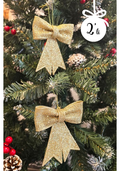 Gold Fiyonk Süs Yılbaşı Ağacı Süsü 2li Paket 9X11 cm fırsatları