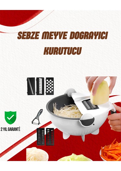 Süzgeçli Çok Fonksiyonlu Döner Rende ve Doğrayıcı