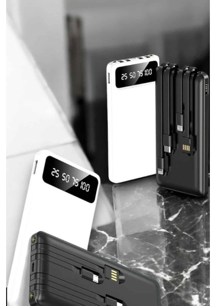 20.000 Mah LED Işıklı LCD Ekran USB Girişli Type-C Lightning Powerbank modelleri