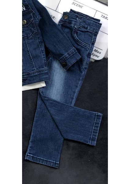 Erkek Çocuk 3'lü Kot Takımı - Gömlek - Ceket - Pantolon - %100 Pamuklu fiyatları