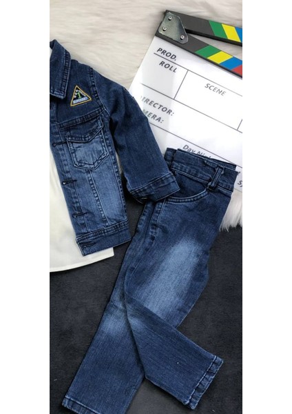 Erkek Çocuk 3'lü Kot Takımı - Gömlek - Ceket - Pantolon - %100 Pamuklu indirimleri