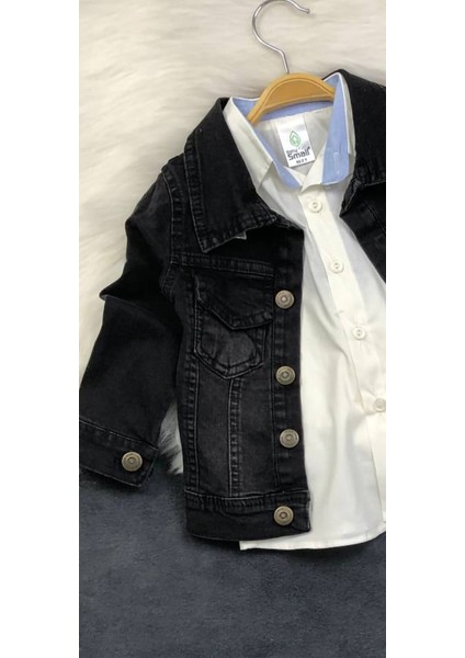 Erkek Çocuk 3'lü Kot Takımı - Gömlek - Ceket - Pantolon - %100 Pamuklu fırsatları