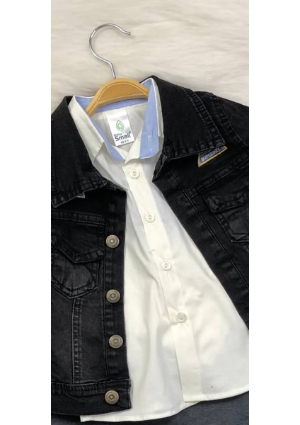 Erkek Çocuk 3'lü Kot Takımı - Gömlek - Ceket - Pantolon - %100 Pamuklu indirimleri