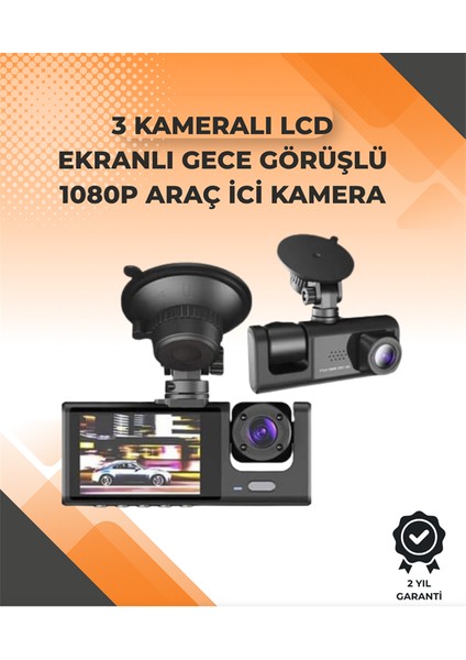 3 Kameralı Dashcam Sistem – Geri Görüş Yardımı, Park Koruması ve G-Sensör