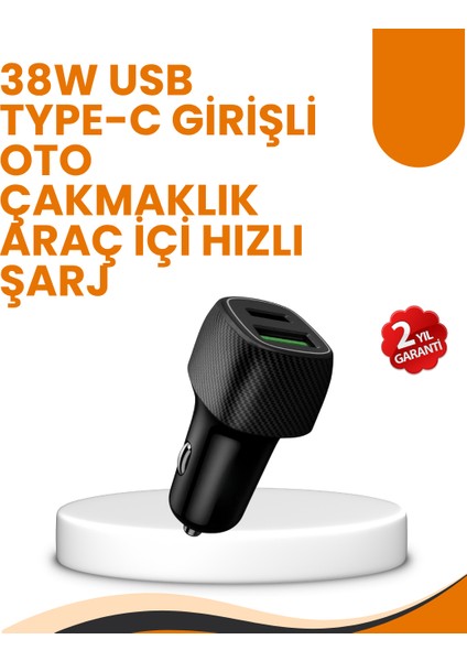 Araç Çakmak Girişli 38W Hızlı Şarj Aleti – Iki Cihaz Destekli