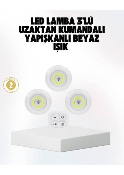 Kablosuz Gün Işığı 3’lü LED Spot Lamba Kumandalı