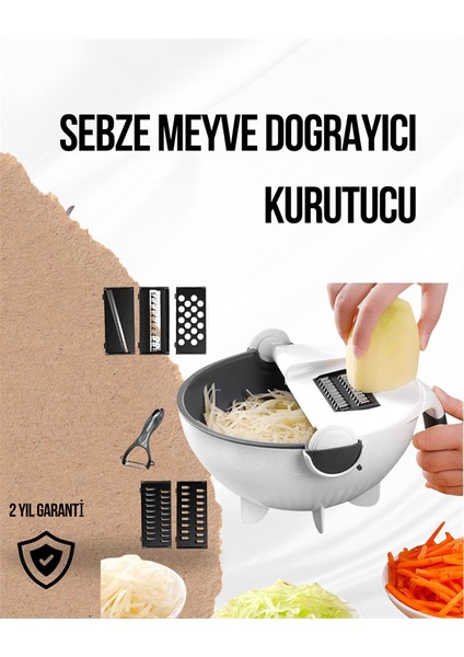 Döner Mekanizmalı Rende Bıçaklı Sebze Dilimleyici Seti