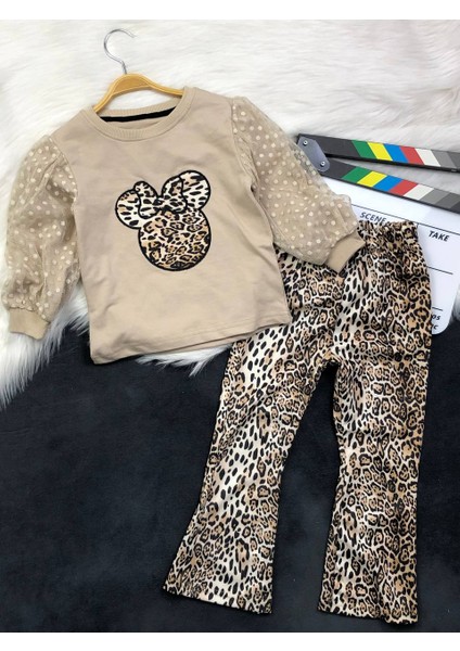 Kız Çocuk Leopar Mouse Ikili Takım - %100 Pamuklu