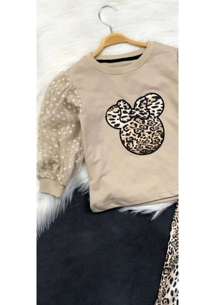 Kız Çocuk Leopar Mouse Ikili Takım - %100 Pamuklu indirimleri