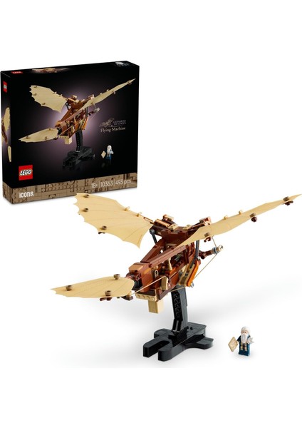 LEGO Icons Leonardo Da Vinci’nin Uçan Makinesi 10363 – Tarih ve Havacılık Meraklısı Yetişkinlere Özel Dekoratif Yapım Seti, Hediye Fikri (493 Parça)