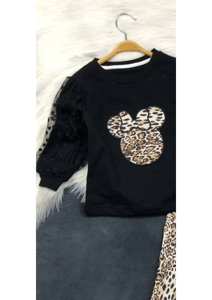 Kız Çocuk Leopar Mouse Ikili Takım - %100 Pamuklu modelleri