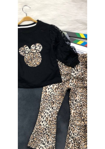 Kız Çocuk Leopar Mouse Ikili Takım - %100 Pamuklu fırsatları