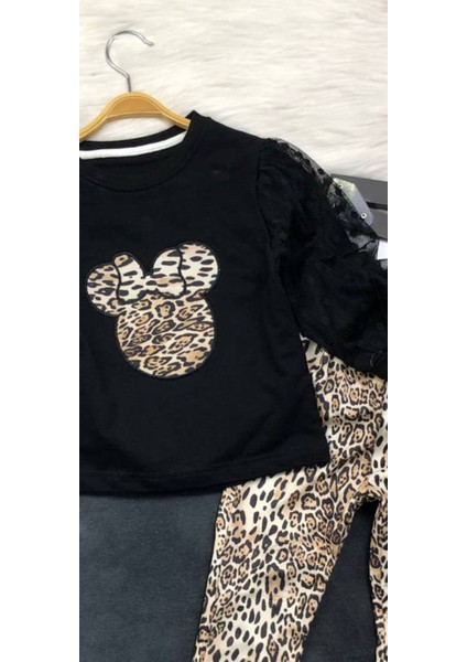 Kız Çocuk Leopar Mouse Ikili Takım - %100 Pamuklu indirimleri