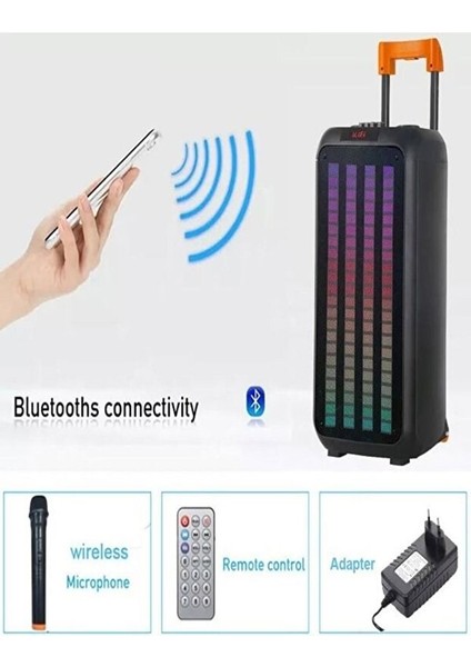 NDR-1098 8" Taşınabilir Büyük Boy Rgb Bluetooth Kablosuz Mikrofonlu Parti Hoparlörü fiyatları