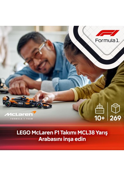 LEGO Speed Champions Mclaren F1 Team MCL38 Yarış Arabası 77251 – 10 Yaş ve Üzeri Kız ve Erkek Çocukları ile Yetişkin Motorseverler Için Sürücü Minifigürü Içeren Yapım ve Sergileme Seti (269 Parça) fırsatları