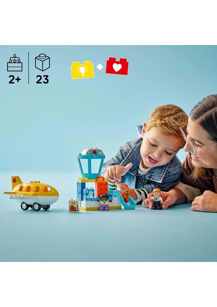 LEGO Duplo Kasabası Ilk Havaalanı Deneyimi 10443 – 2 Yaş ve Üzeri Pilotluğa Ilgili Çocuklar Için Uçak Içeren Hayal Gücü Geliştiren Oyuncak Yapım Seti, Doğum Günü Hediyesi (23 Parça) modelleri