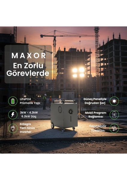 M351 - Maxor Serisi - Taşınabilir Lifepo4 Solar Güç Istasyonu - Ay Taşı