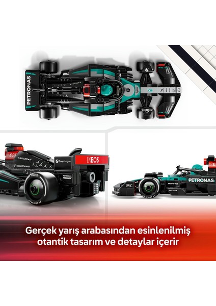 LEGO Speed Champions Mercedes-Amg F1 W15 Yarış Arabası 77244 – 10 Yaş ve Üzeri Kız ve Erkek Çocukları Için Koleksiyonluk Sürücü Minifigürü Içeren Yapım Seti ve Sergileme Seti (267 Parça) modelleri