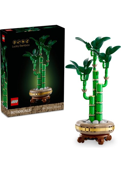LEGO Botanicals Şans Bambusu 10344 – Yetişkin Kadın ve Erkekler Için Bambu Sapları, Çakıl Taşları ve Ahşap Efektli Saksı Içeren Dekoratif Bitki Seti, Ev ve Ofis Dekorasyonu Hediye Fikri (325 Parça)