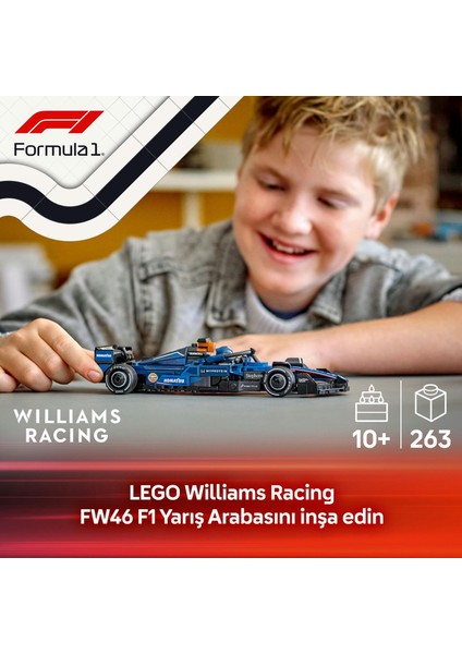 LEGO Speed Champions Williams Racing FW46 F1 Yarış Arabası 77249 – 10 Yaş ve Üzeri Kız ve Erkek Çocukları ile Yetişkin Motorseverler Için Sürücü Minifigürü Içeren Yapım ve Sergileme Seti (263 Parça) modelleri