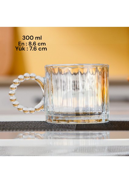 Retro Şeffaf Boncuk Kulplu Cam Bardak 300 ml fiyatları