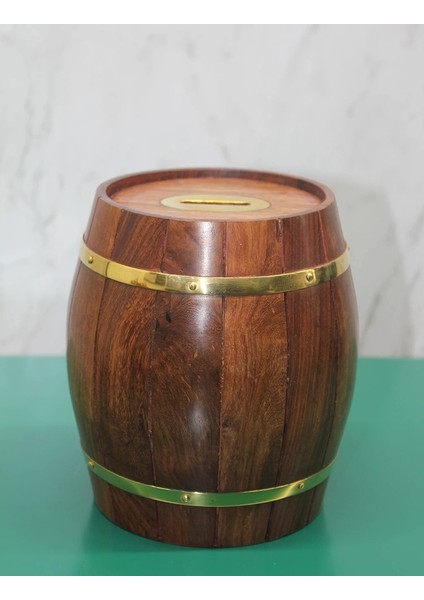 Pirinç Ahşap Fıçı Kumbara 1996 ( Lisinya )