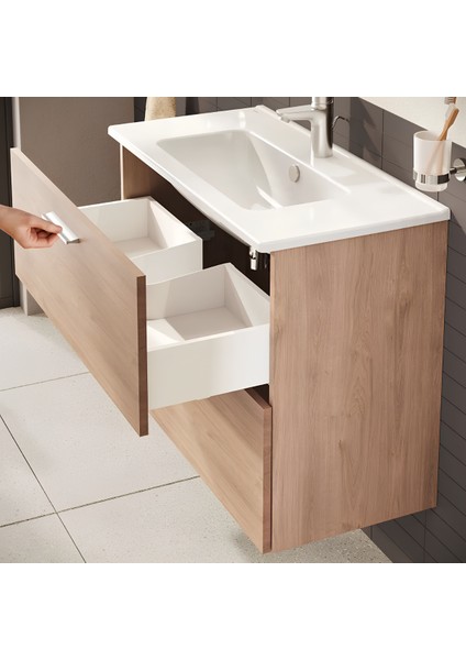 Mia 67093 Banyo Dolabı Seti Çekmeceli 80 cm Altın Meşe modelleri