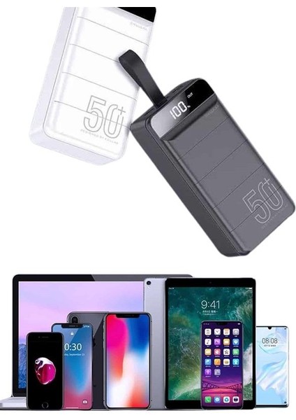 Hızlı Taşınabilir 50.000 Mah Powerbank LED Ekran Android ve Ios Uyumlu modelleri