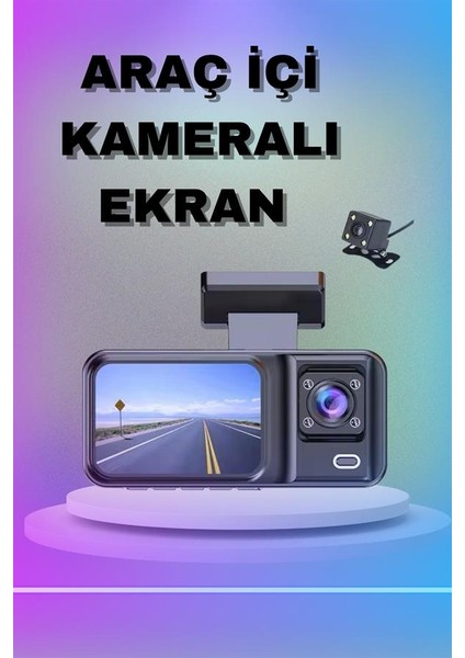 1080P 3 Lensli Wifi Araç Içi Kameralı Ekran Dvr Kaydedici Gece Görüşlü fiyatları