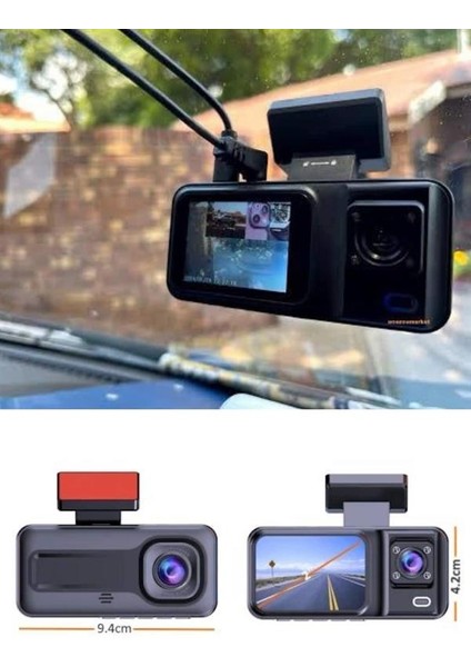 1080P 3 Lensli Wifi Araç Içi Kameralı Ekran Dvr Kaydedici Gece Görüşlü modelleri