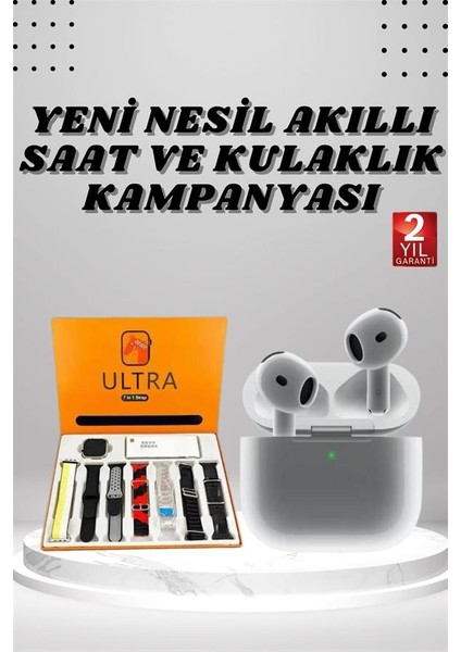 7 Kordonlu Akıllı Saat ve 3.nesil Kulaklık Dokunmatik Ekran Sesli Görüşme Yapabilen fiyatları