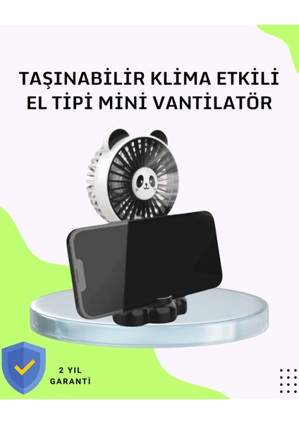 Dekoratif Panda Tasarımlı Küçük Boy Fan