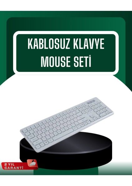 USB Alıcılı Kablosuz Klavye Mouse - Geniş Uyumluluk, Sessiz Tuşlar