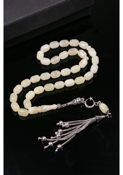 Limon Renk Kapsül Gümüş Püsküllü Damla Kehribar Tesbih fiyatları