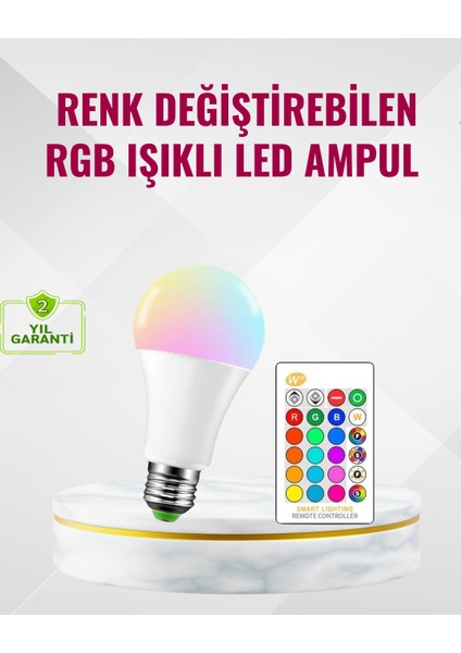 Rgb Uzaktan Kumandalı LED Ampul 16 Renk Dekoratif Aydınlatma