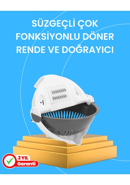 Çok Fonksiyonlu Dilimleyici ve Süzgeçli Mutfak Aparatı