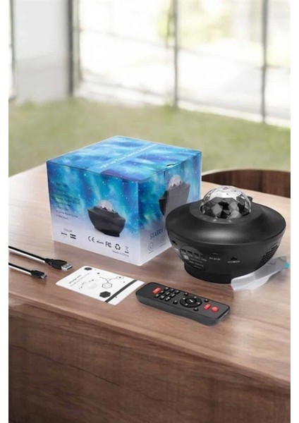 Projektör Yıldız Gece Lambası Disko Topu Bluetooth Bağlantılı Taşınabilir Şarjlı modelleri