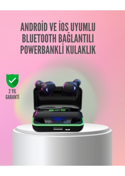 Powerbank Özellikli Bluetooth 5.1 Kulaklık Oyun ve Müzik Için