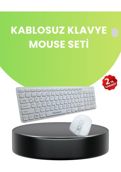Ergonomik Kablosuz Klavye Mouse Takımı - Tam Boy, Sessiz ve Güvenilir