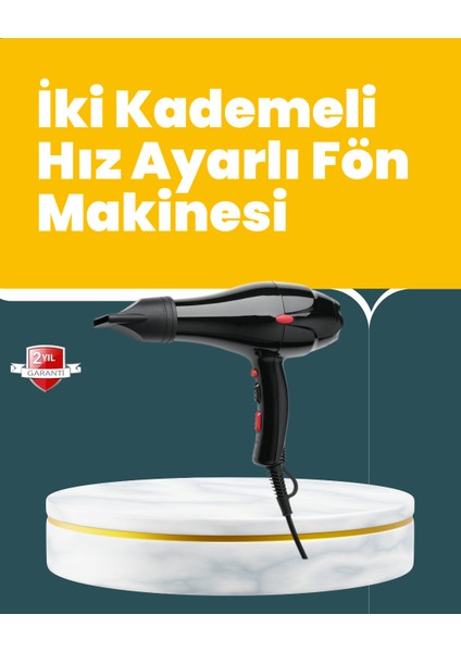Tüm Saç Tipleri Için 2200W Güçlü Fön Makinesi