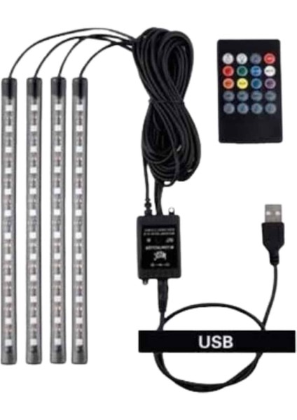 Araç Içi Aydınlatma Kumandalı 12 LED Ayak Altı LED Ambiyans Işığı Sese Duyarlı Kumandalı fırsatları